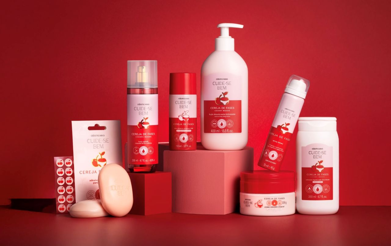 O Boticário inaugura uma nova era do autocuidado voltado para o ciclo menstrual com o lançamento Cuide-se Bem Cereja de Fases