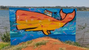 Arte Urbana no Lago: Daniel Toys transforma adutora no Parque Asa Delta